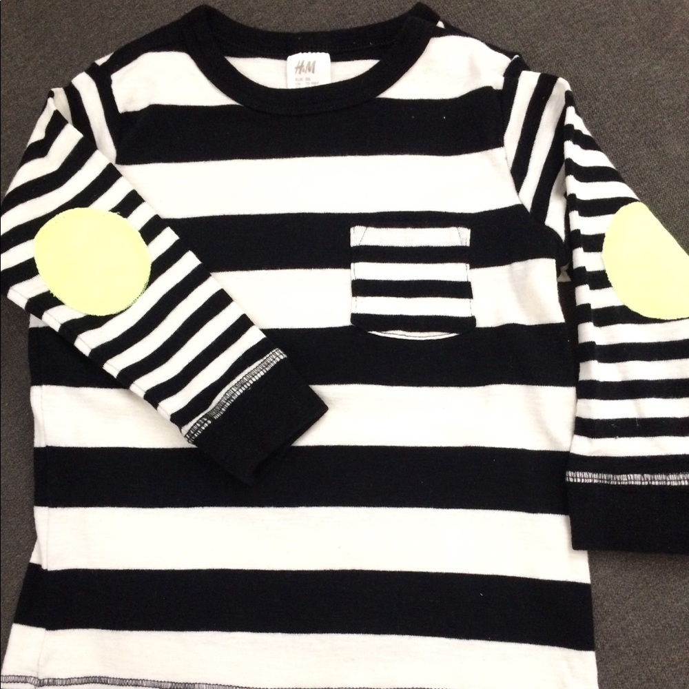H&M Black and White Stripes Long Sleeve Shirt